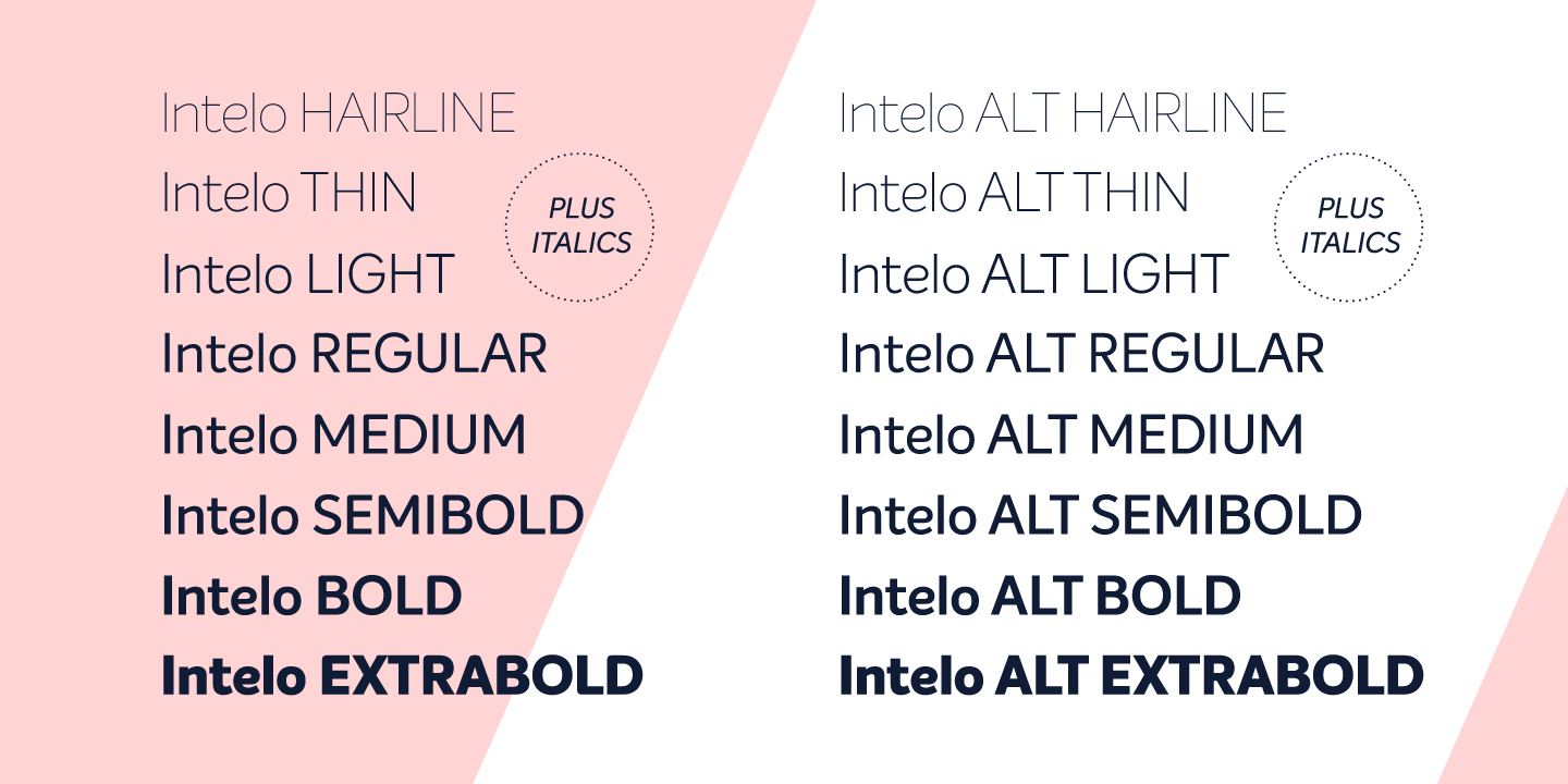 Intelo Light Italic Font preview